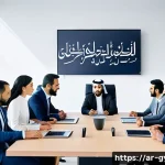 Home 18 셀프 매니지드 팀의 구성 원칙과 가이드라인 - A diverse team of professional Arab men and women in modern business attire collaborating confidentl...